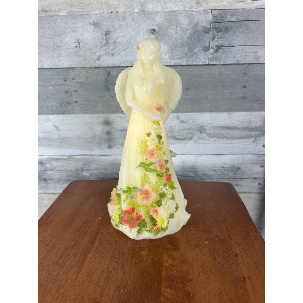 Wax Lighted Angel With Flowers 11